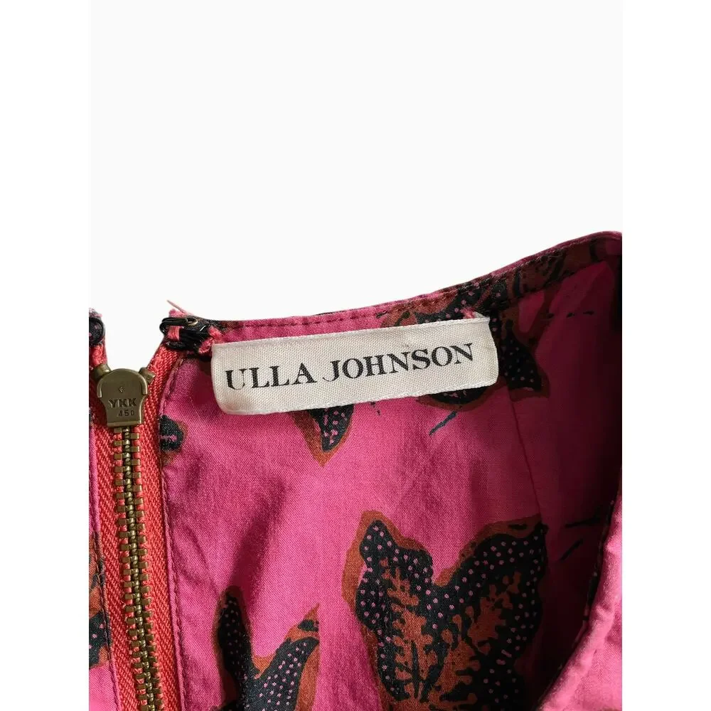 Ulla Johnson Coral Pink Floral Puff-Sleeve Blouse
